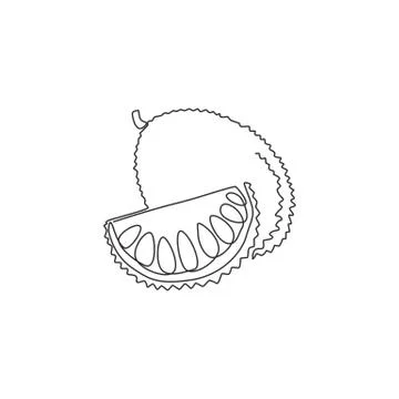 One continuous line drawing whole healthy organic jackfruit for orchard logo Stock Illustration