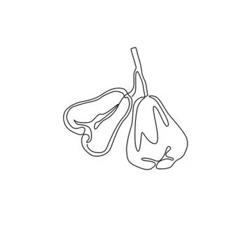 One continuous line drawing of whole healthy organic bell fruits for orchard Illustrazione stock