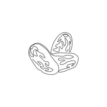 One continuous line drawing of whole healthy organic for orchard fruit dates Illustrazione stock