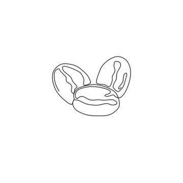 One continuous line drawing whole healthy organic coffee bean for restaurant イラスト素材