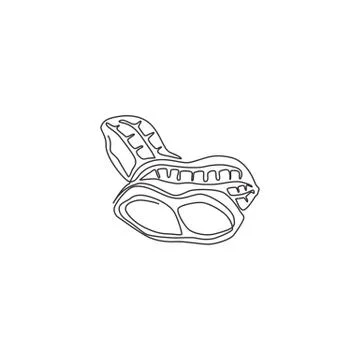 One continuous line drawing of whole healthy organic peanut for snack product Stock-Illustration