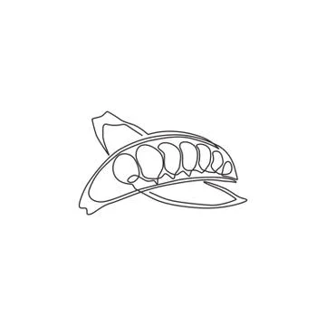 One continuous line drawing whole healthy organic green pea for farm logo Illustrazione stock