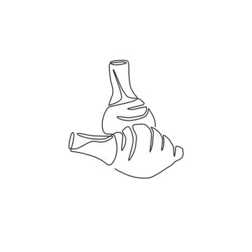 One continuous line drawing of whole healthy organic taro for farm logo Stock Illustration