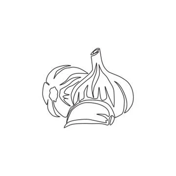One continuous line drawing of whole healthy organic garlic for plantation Illustrazione stock