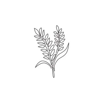 One continuous line drawing of whole healthy organic wheat grain for farm Illustrazione stock