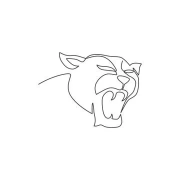 One continuous line drawing of wild leopard head for multinational company Stock Illustration