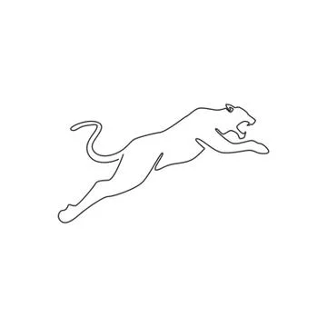 One continuous line drawing of wild leopard for multinational company logo Stock Illustration