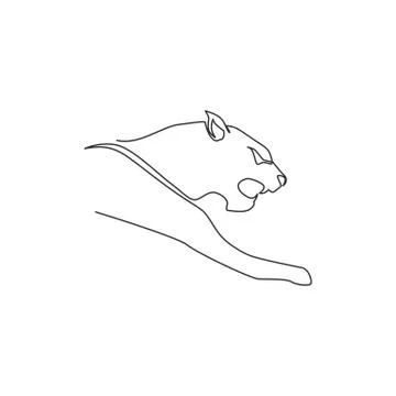 One continuous line drawing of wild leopard for multinational company logo Stock Illustration