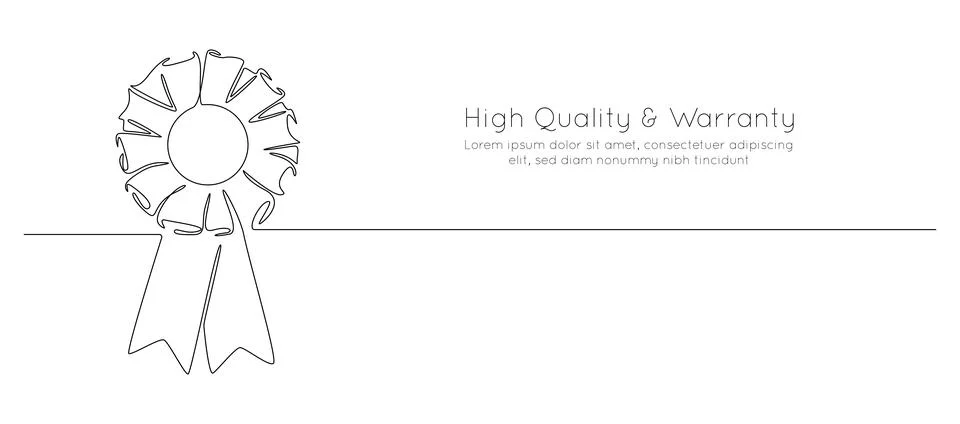 One continuous line drawing of winner award badge and medal. Premium quality Stock Illustration