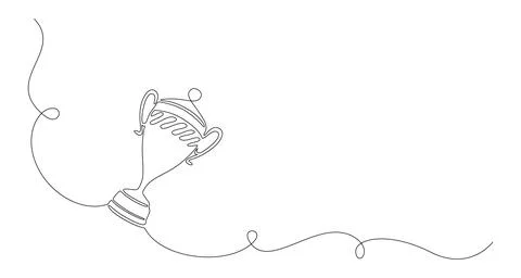 One continuous line drawing of winning golden trophy. Icon symbol of champion Stock Illustration