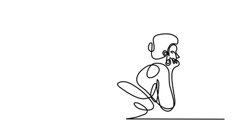 One continuous line drawing by a young woman in a bathing suit. Stock Footage 145132673