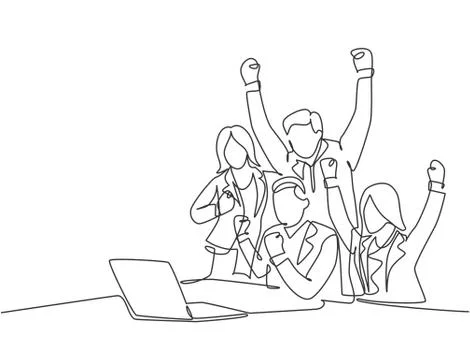 One continuous line drawing of young happy male start up CEO Stock Illustration