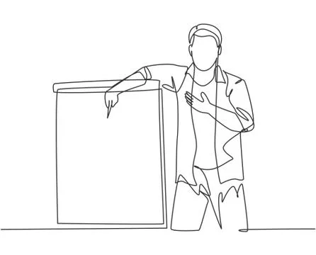 One continuous line drawing of young startup CEO present new golden rules イラスト素材
