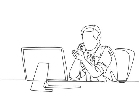 One continuous line drawing of young furious business man pointing finger Stock Illustration
