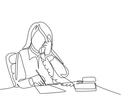 One continuous line drawing of young assistant manager receiving a phone Stock-Illustration