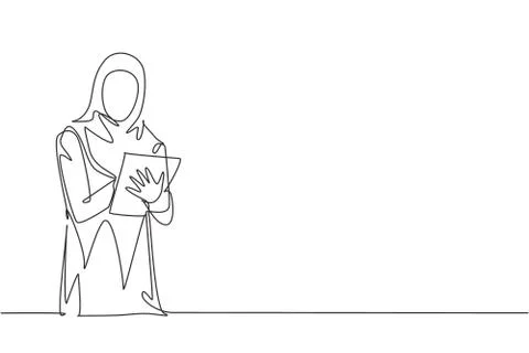 One continuous line drawing of young female muslim businesswoman Stock-Illustration