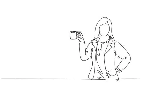One continuous line drawing of young business manager in casual suite Stock Illustration