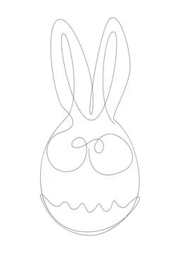 One continuous line of Easter egg with rabbit ears. Thin Line Illustration .. Stock Illustration
