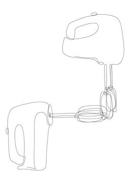 One continuous line of Electric Mixer. Thin Line Illustration vector concep.. Stock Illustration
