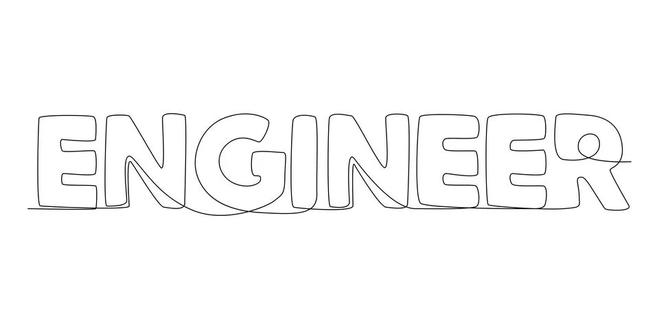 One continuous line of Engineer word. Thin Line Illustration vector concept.. Stock Illustration