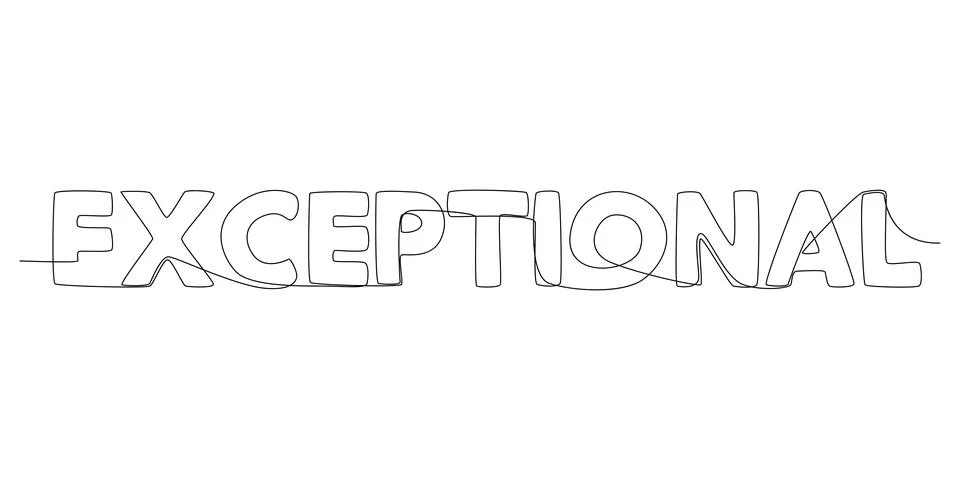 One continuous line of Exceptional word. Thin Line Illustration vector conc.. Stock Illustration
