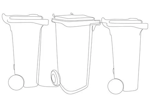 One continuous line of Garbage Bin. Thin Line Illustration vector concept. .. Stock Illustration