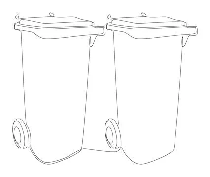 One continuous line of Garbage Bin. Thin Line Illustration vector concept. .. Illustrazione stock