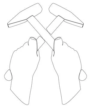 One continuous line of Hammers. Thin Line Illustration vector Work Tool con.. Stock Illustration