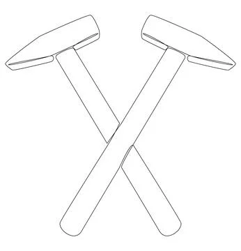 One continuous line of Hammers. Thin Line Illustration vector Work Tool con.. Illustrazione stock