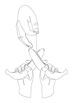One continuous line of hand with Banana. Thin Line Illustration vector conc.. Stock Illustration