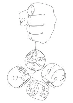 One continuous line of hand with dice. Thin Line Illustration vector concep.. Stock Illustration