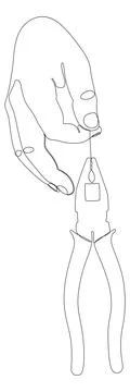 One continuous line of hand with Pliers, Tongs. A hand tool used to hold ob.. Stock-Illustration