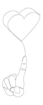 One continuous line of hand showing heart shape. Thin Line Illustration vec.. Stock Illustration