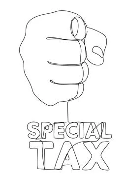 One continuous line of hand with Special Tax word. Thin Line Illustration v.. Illustrazione stock