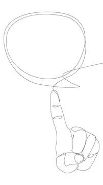 One continuous line of hand with speech bubble. Thin Line Illustration vect.. Stock Illustration
