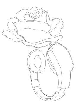 One continuous line of Headset with rose flowers. Thin Line Illustration ve.. Stock Illustration