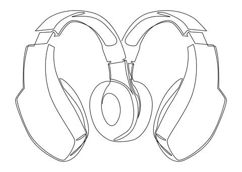 One continuous line of Headset. Thin Line Illustration vector Listen Music,.. Stock-Illustration