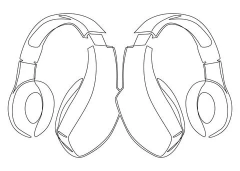One continuous line of Headset. Thin Line Illustration vector Listen Music,.. Illustrazione stock