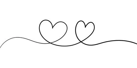 One continuous line hearts. Hand drawn minimal love icon contemporary style Stock Illustration