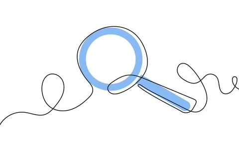 One continuous line illustration of magnifying glass. Stock Illustration