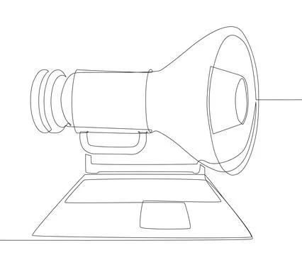 One continuous line of Laptop with Megaphone. Thin Line Illustration vector.. Stock Illustration