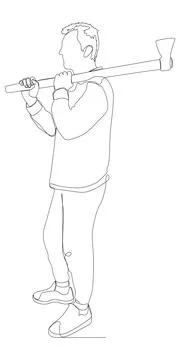 One continuous line of a Lumberjack. Thin Line Illustration vector concept... Иллюстрация