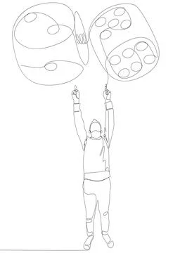 One continuous line of Man pointing with finger at ,,, word. Thin Line Illu.. Stock Illustration