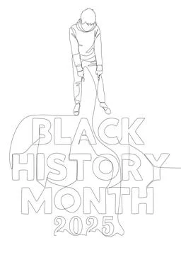 One continuous line of Man pointing with finger at Black History Month 2025.. Stock Illustration