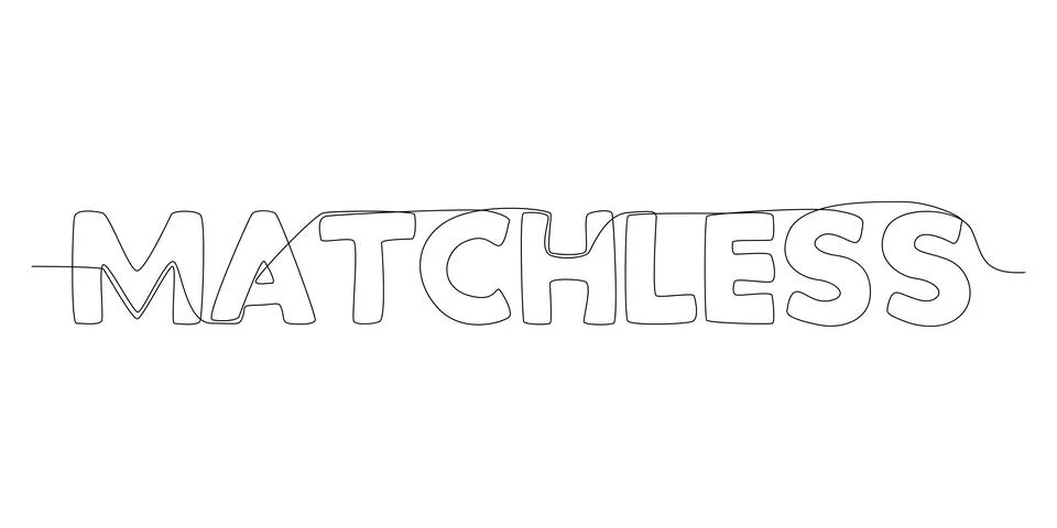One continuous line of Matchless word. Thin Line Illustration vector concep.. Stock Illustration