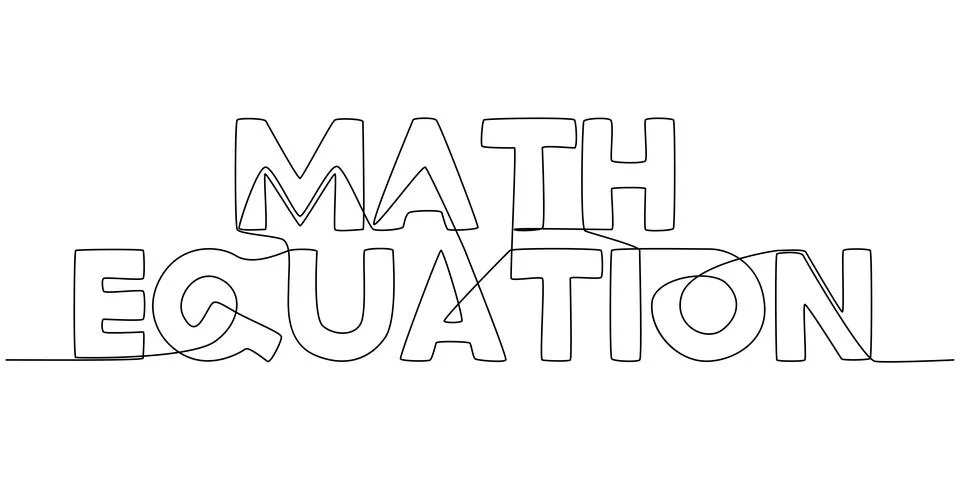 One continuous line of Math Equation word. Thin Line Illustration vector co.. Stock Illustration