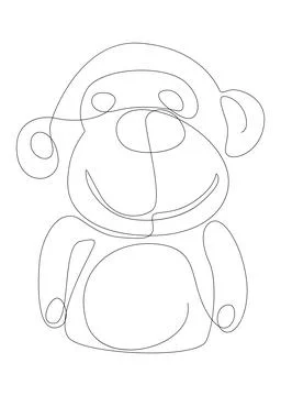 One continuous line of Monkey teddy bear. Thin Line Illustration vector con.. Illustrazione stock