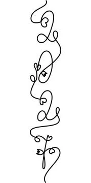 One Continuous line New Year Date 2027 with Hearts and Tulips bud Decor Vertical Illustrazione stock