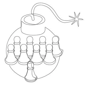 Single continuous line drawing chess pieces silhouette icon set