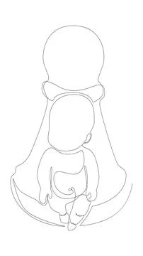 One continuous line of pawn, chess piece with a baby. Thin Line Illustratio.. Stock Illustration